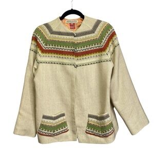 William Schmidt Co Oslo Norway Hand Knit Wool Jacket Fair Isle Nordic Women‎ M